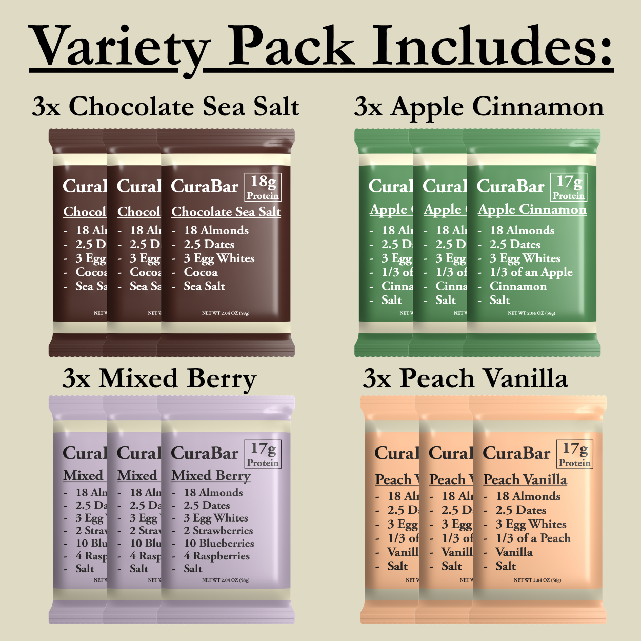 Variety Pack (12 Bars, 3 of each)